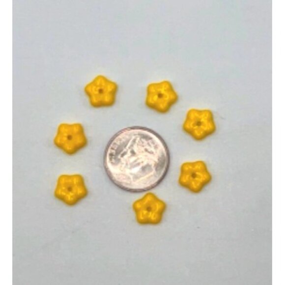Flower Spacer Bead Glass Yellow Jewelry Five Petals - Picture 2 of 4